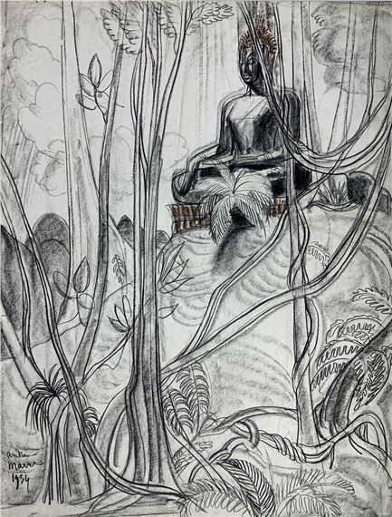 Bouddha dans la forêt, Laos by André Maire, 1954