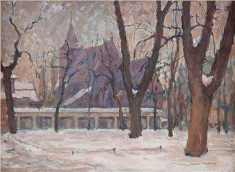 Cracow in winter (Planty by the Saint Cross church) - Aleksander Boba