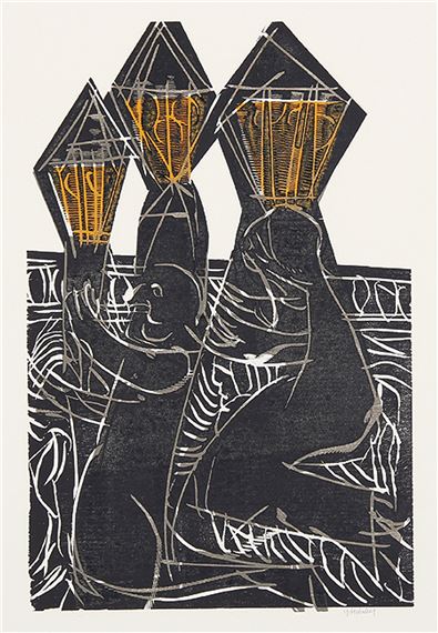 Trauer am Rhein by HAP  Grieshaber, 1972