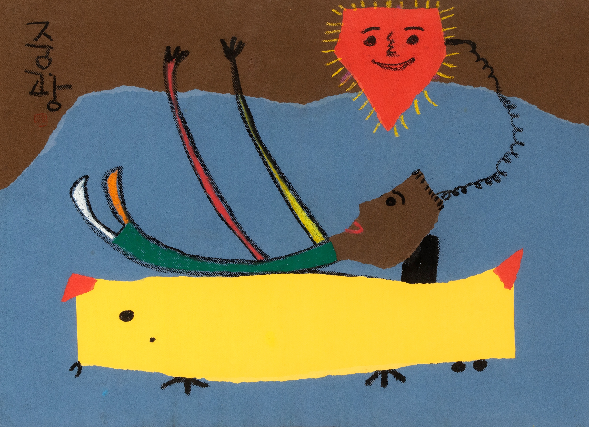 Artwork by Monk Jung Gwang, Untitled, Made of paper collage, crayon