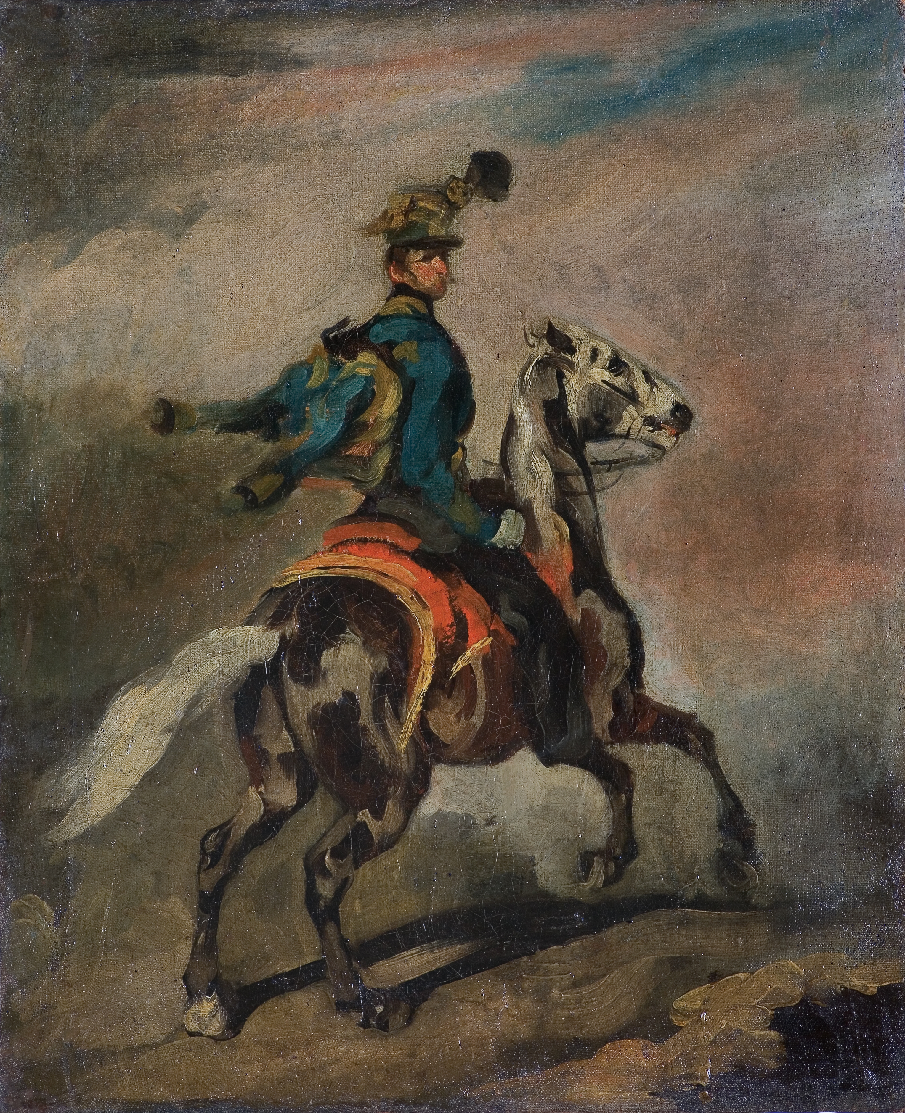 BŁĘKITNY HUZAR, HUZAR AUSTRIACKI NA KONIU by Piotr Michałowski, 1836