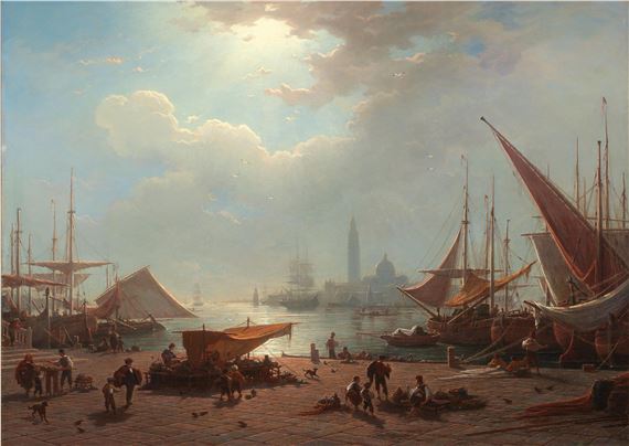 Venice, a View of San Giorgio Maggiore from the Piazzetta by Ludwig Mecklenburg, 1860