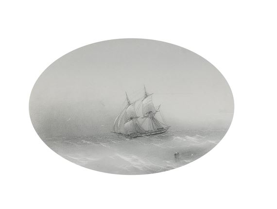 Segelschiff in bewegtem Wasser by Ivan Aivazovsky, 1850