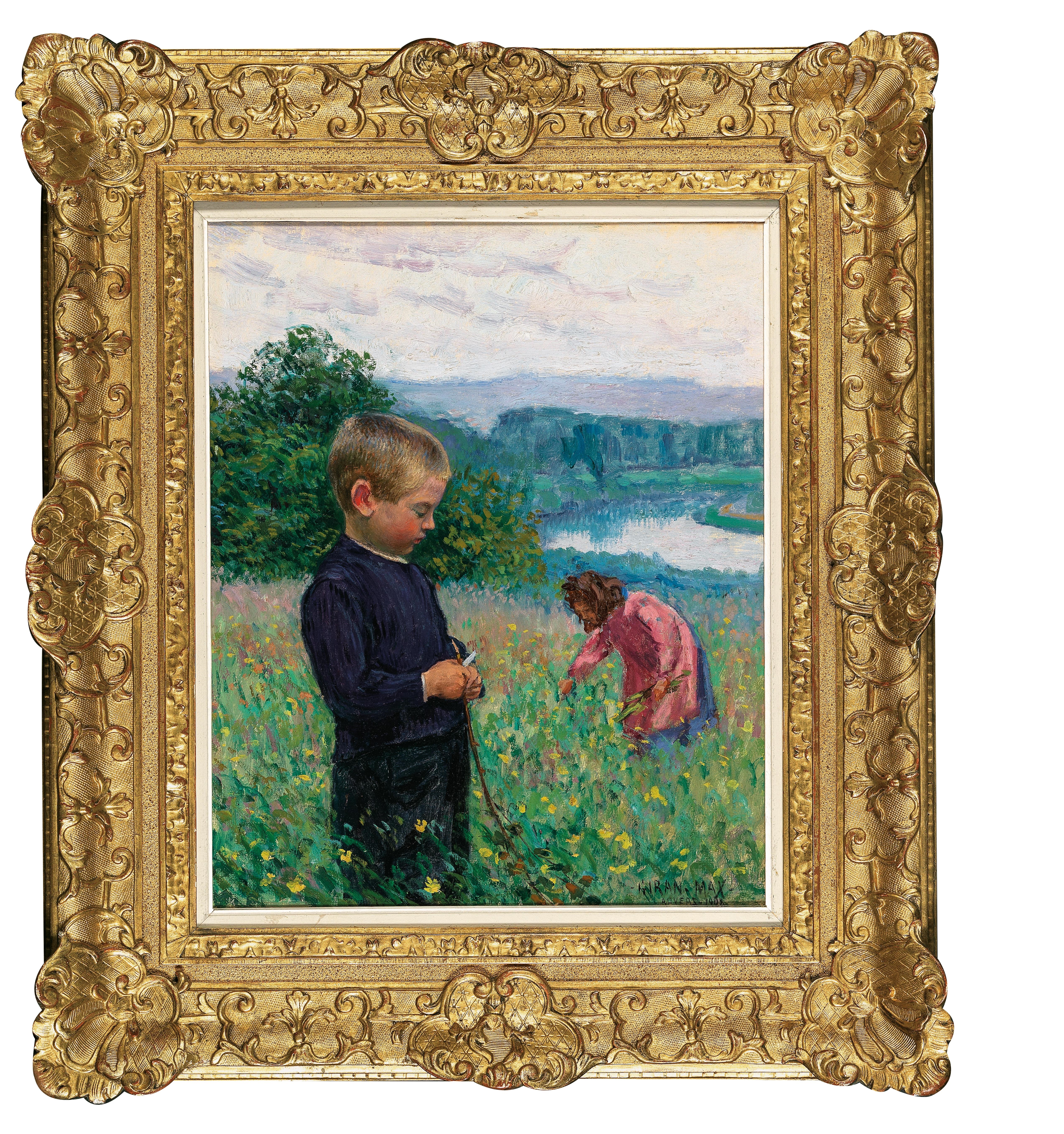 Artwork by Léon Giran-Max, Siblings in the Flowery Meadows, Made of oil on canvas