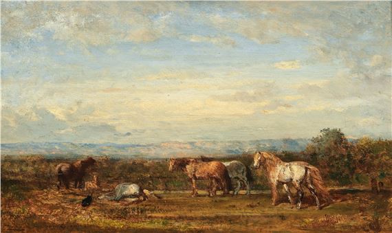 “Les Chevaux Camarguais” by Félix Ziem