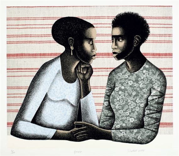 Gossip by Elizabeth Catlett, 2005