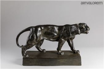 Lioness walking on a terrace - A. J. Lavergne