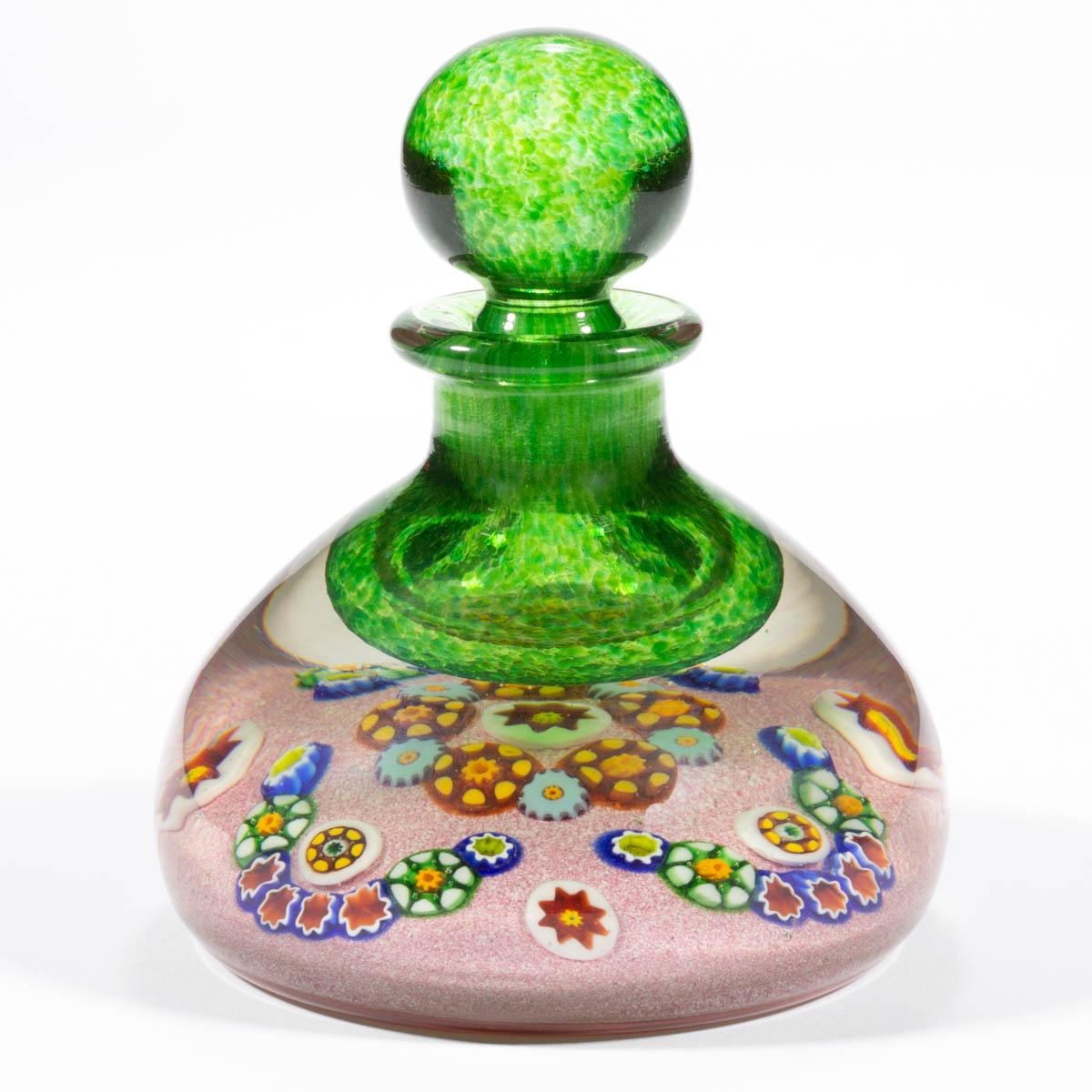 Paul Ysart CSCROLL MILLEFIORI ART GLASS PAPERWEIGHT INKWELL (Circa 1960) MutualArt