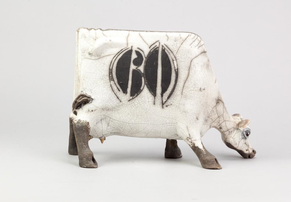 Lawson Rudge | a stylised raku sculpture of a cow | MutualArt