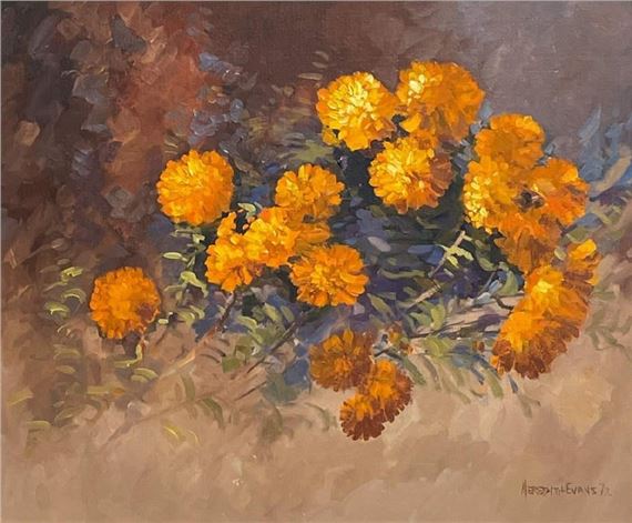Marigolds in My Yard by Meredith Evans, 1972