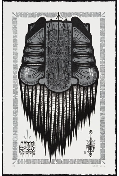 Artwork by GATS  , Six Eye Spikey, Made of print in colors on Lenox Art paper