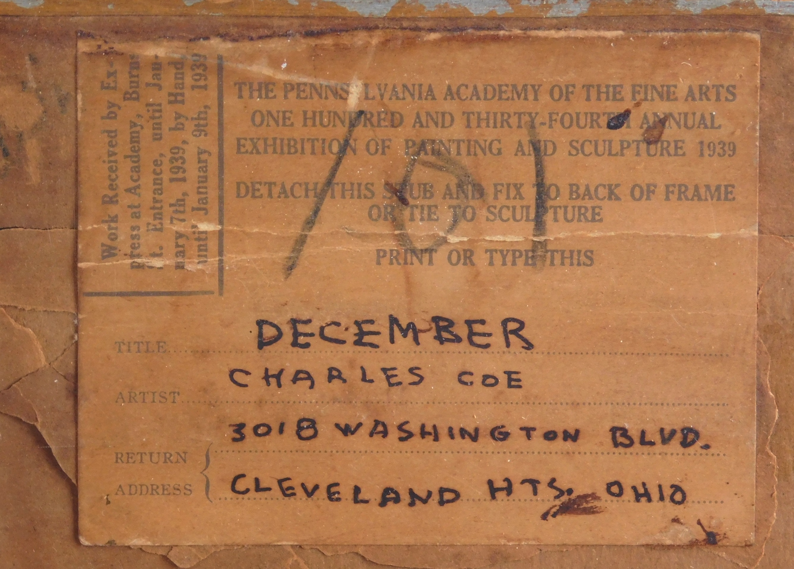 Artwork by Charles Coe, December'', Made of oil on canvas