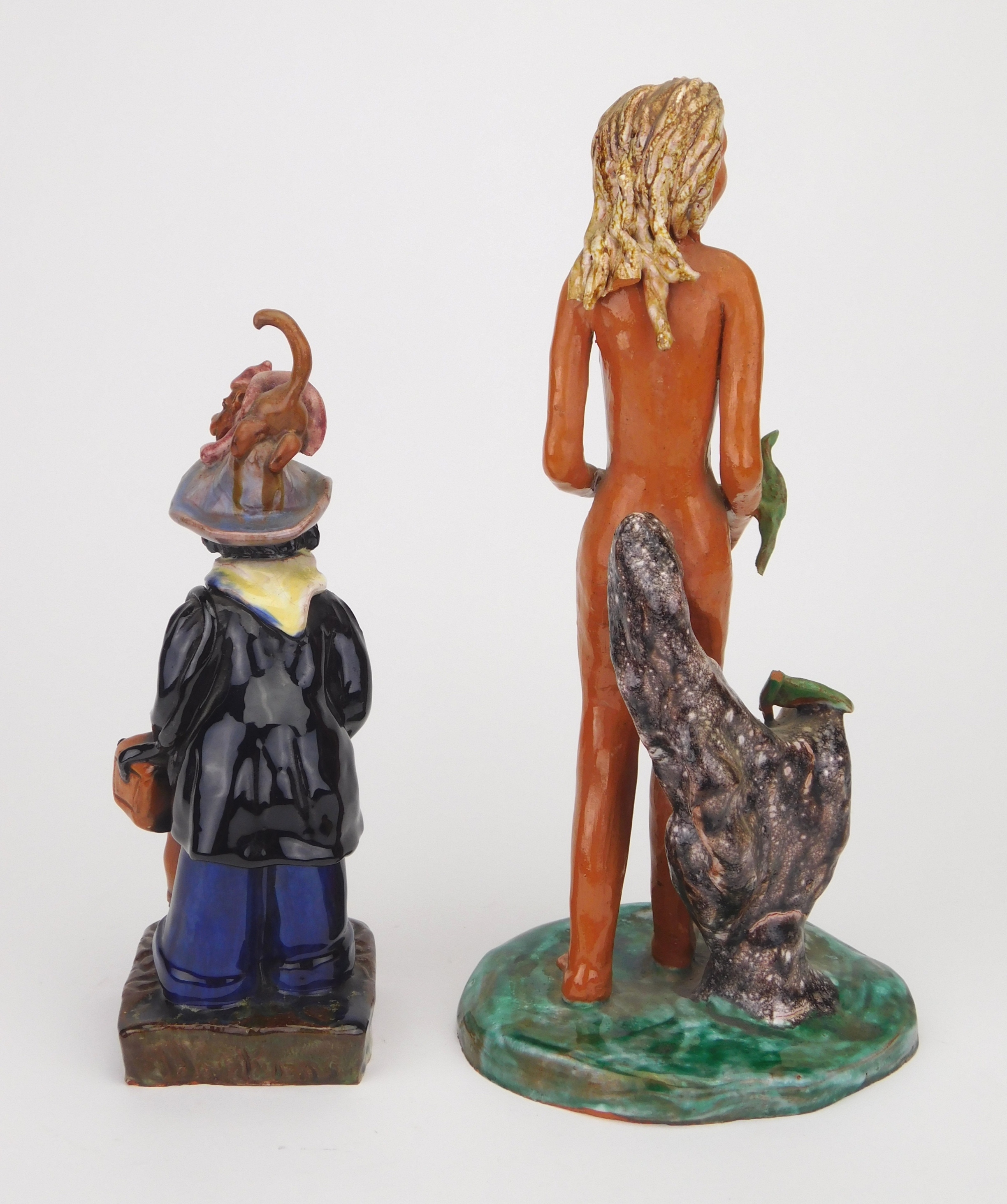 Artwork by Dorothy S. Harkins, 1). ''Eve''   2). ''Organ Grinder'', Made of ceramic sculpture (2)
