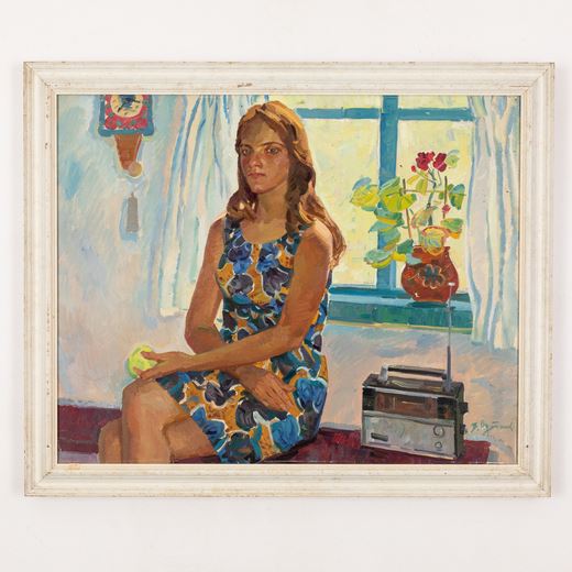 Ritratto di ragazza in un interno by Vadim Ivanovich Odajnik