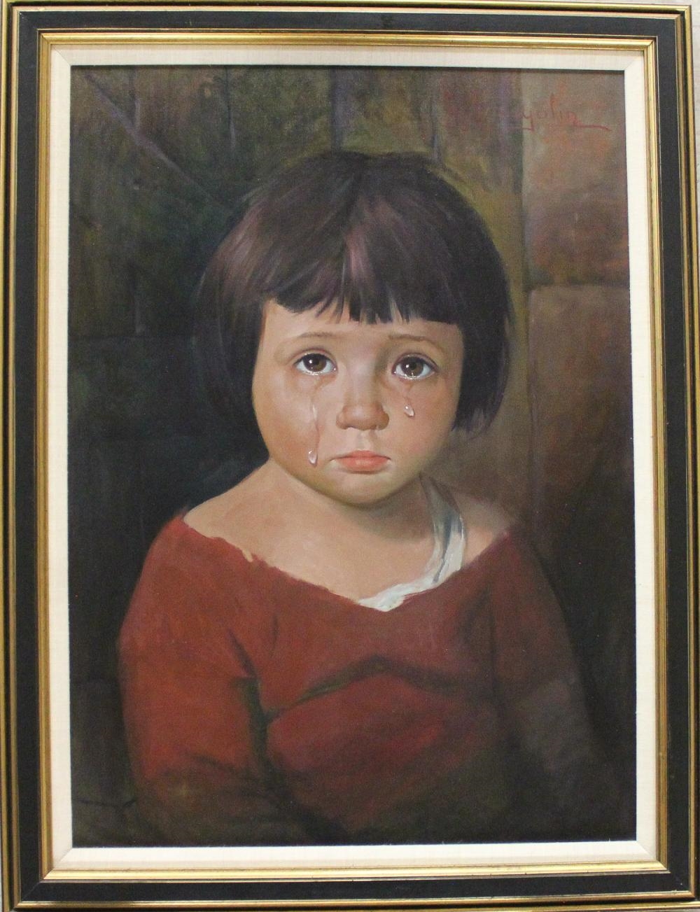Crying Boy Painting by Giovanni Bragolin Wall Art - Top Quality Canvas Print