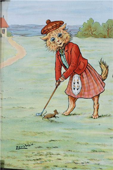 Louis Wain | A rare group of four, Cats Playing Golf: The Drive, The ...