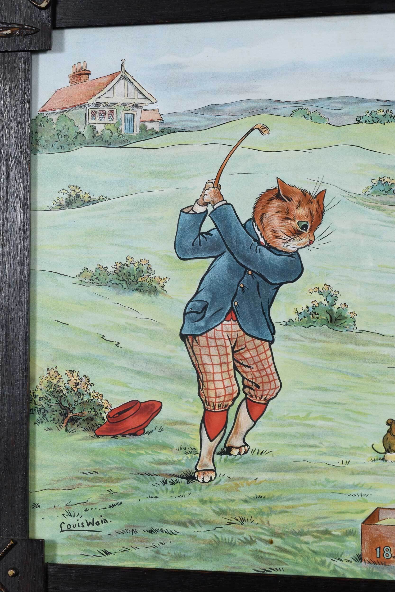 Louis Wain | A rare group of four, Cats Playing Golf: The Drive, The ...