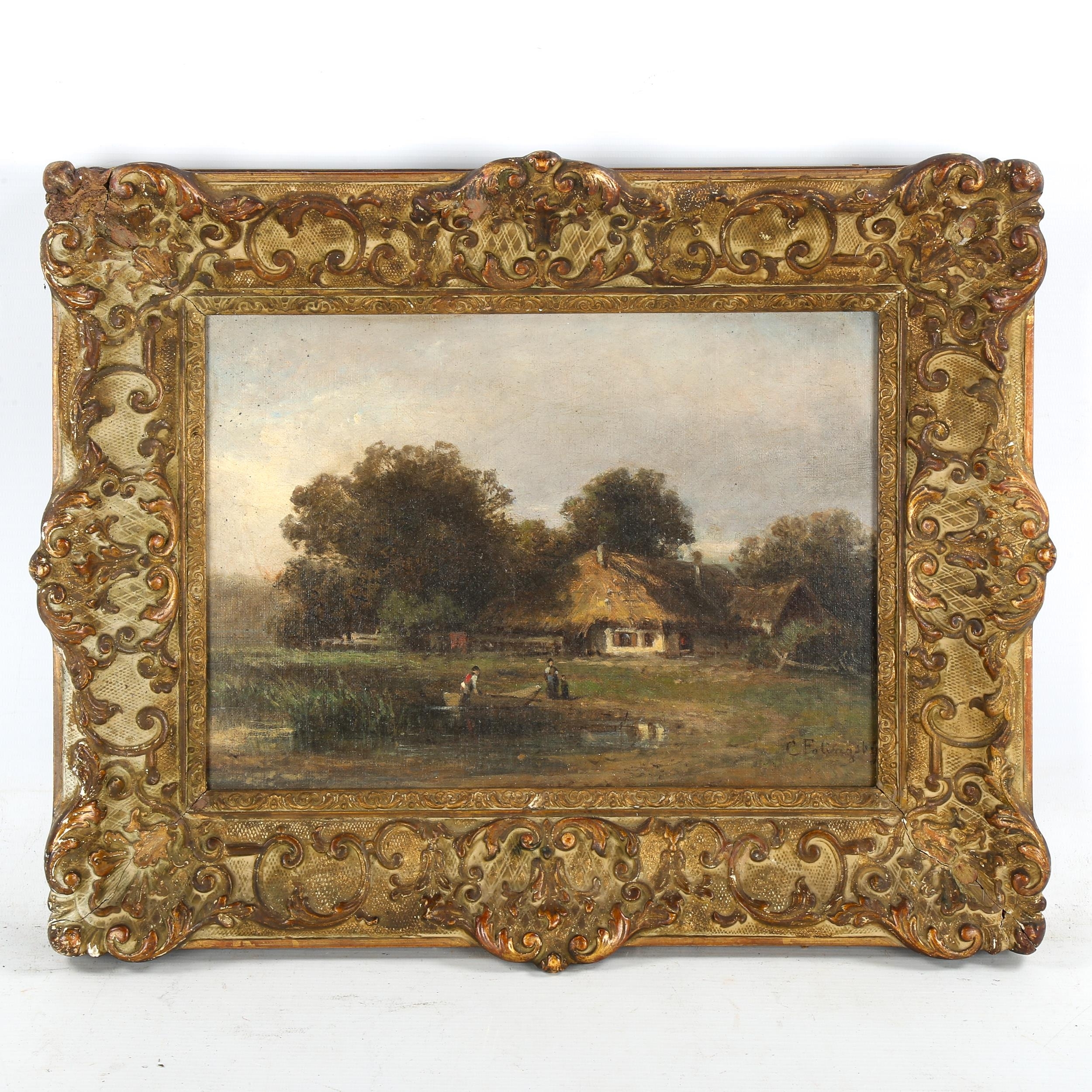 Artwork by C. Folingsby, country cottage, Made of oil on canvas