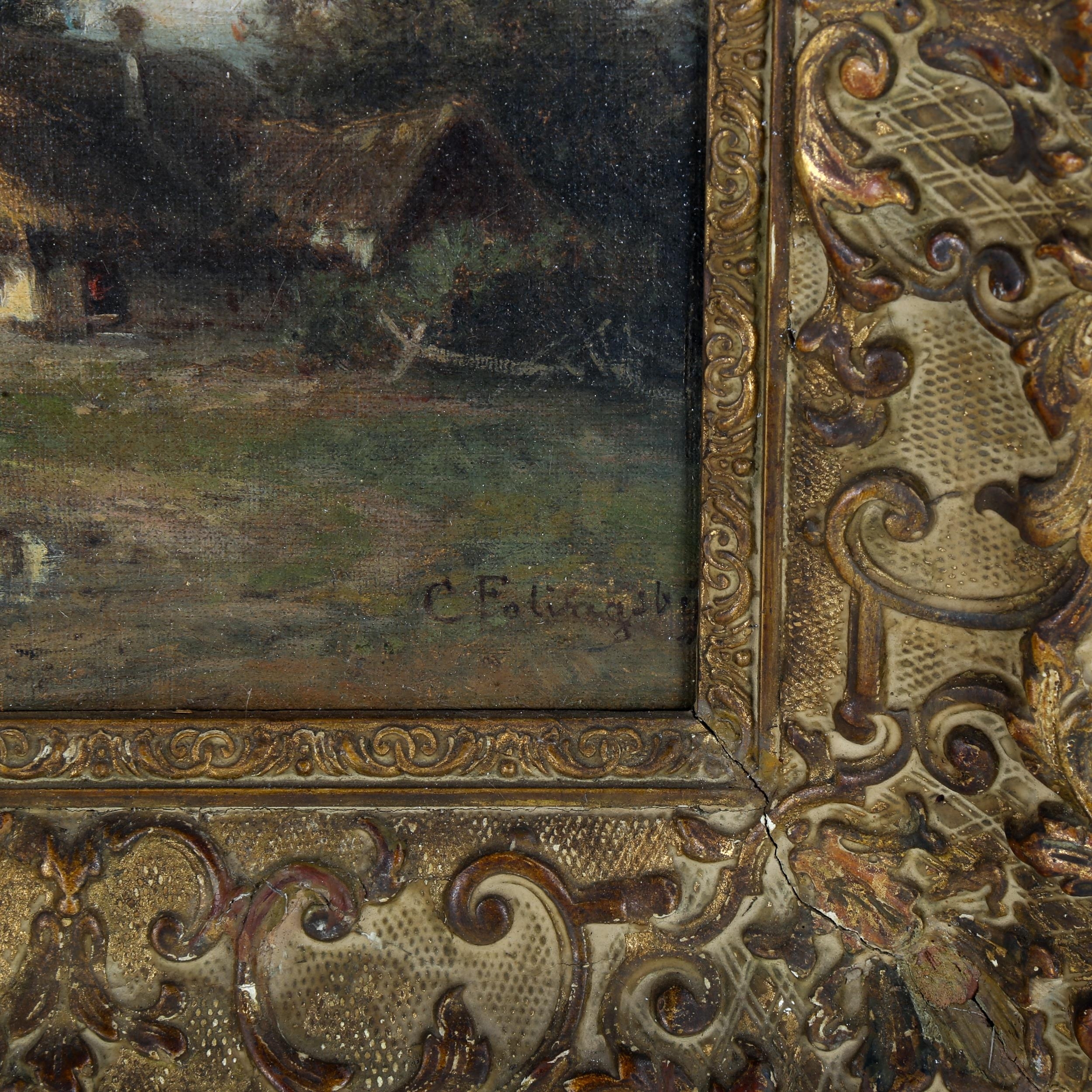 Artwork by C. Folingsby, country cottage, Made of oil on canvas