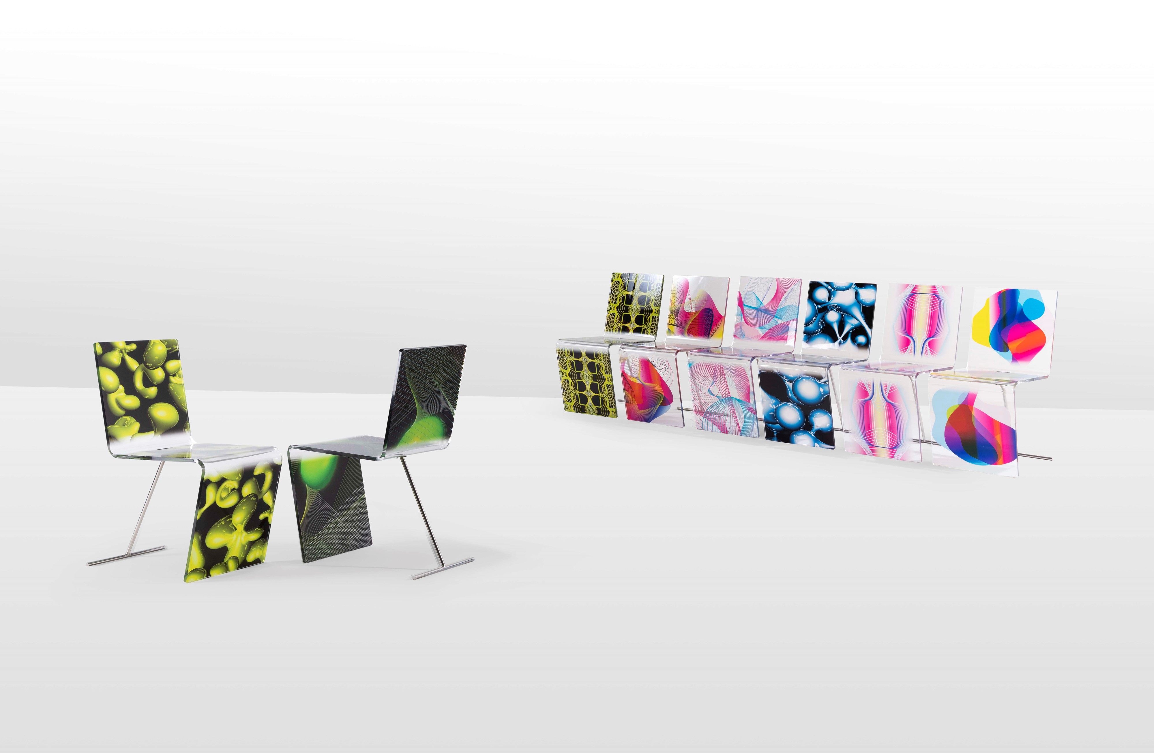 Karim Rashid | Otto sedie con struttura in acrilico policromo (2008 ...