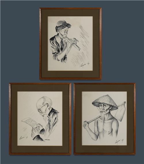 Portrait Studies by Nguyen Duc Huyen, 1957