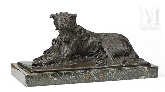 Dog and kitten by Charles Paillet