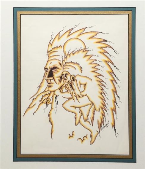 Elvis Pascal | Indigenous dancer in headdress (1990) | MutualArt