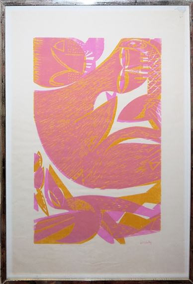 Katze, Fisch und Vogel by HAP  Grieshaber, 1960