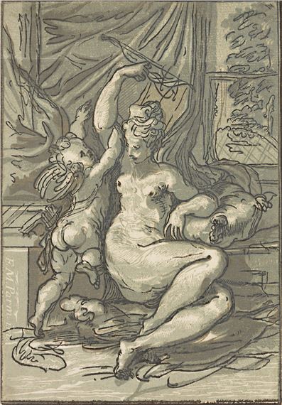 Venus and Cupid With a Bow by Parmigianino, John Baptist Jackson, 1731