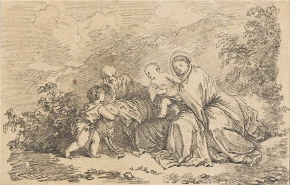 The Holy Family with the St. John the Baptist in a Landscape by Jean-Honoré Fragonard, circa 1761
