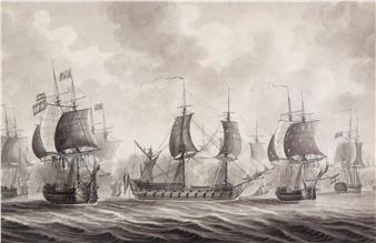 A naval battle - Engel Hoogerheyden