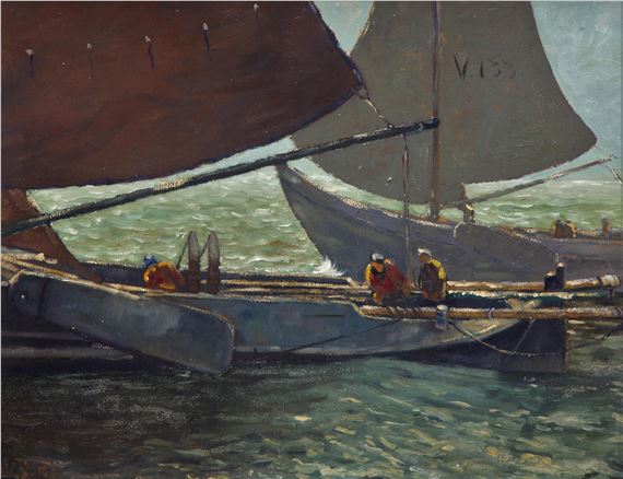 Volendam sailing vessels by Willy Sluiter, 1922