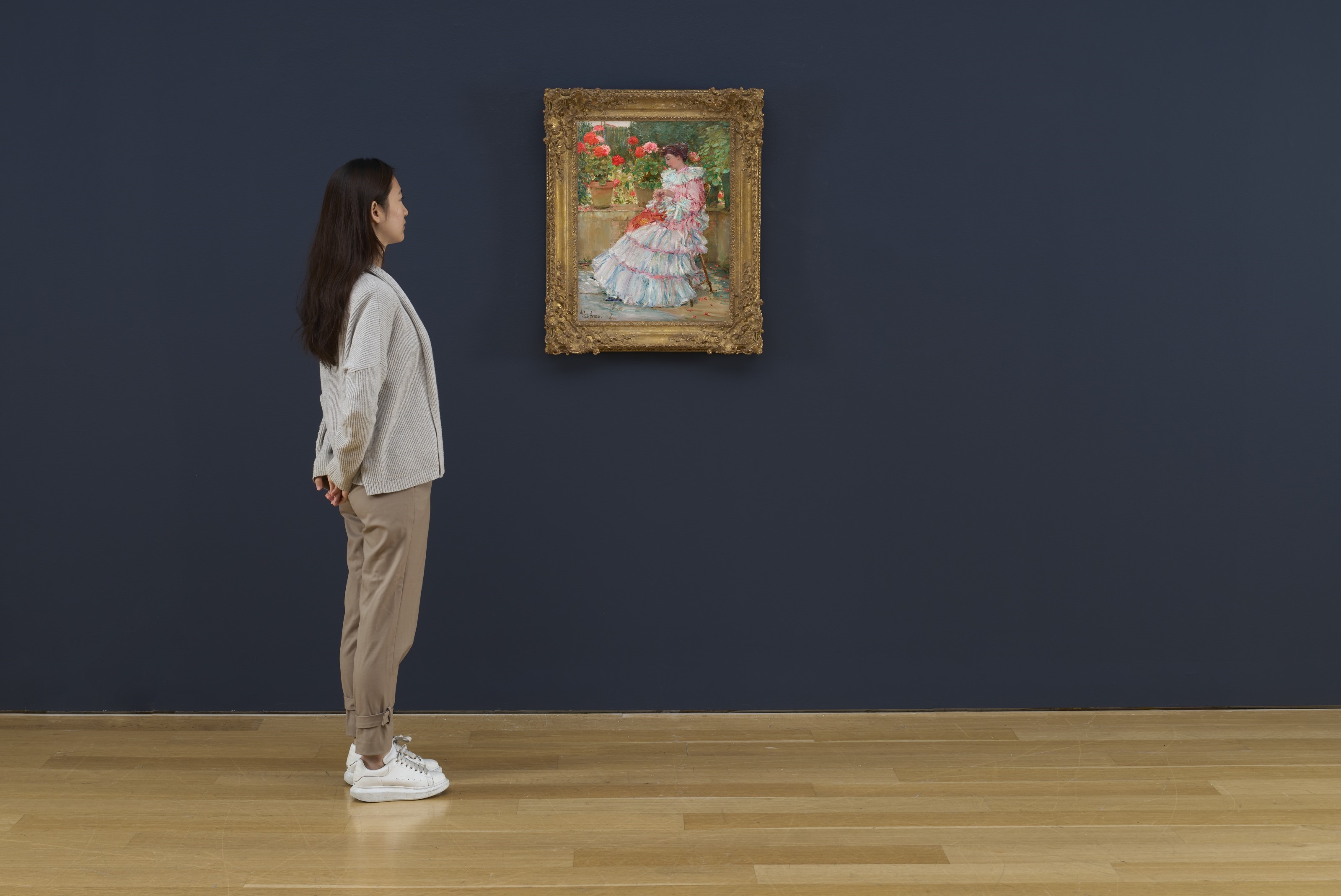 Artwork by Childe Hassam, Geraniums, Made of oil on canvas