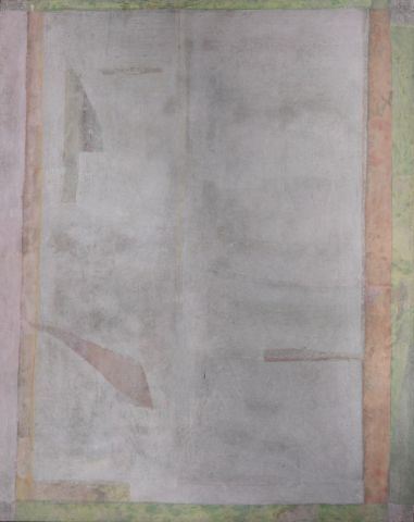 Composition en gris et parme sur fond vert by Michel Duport