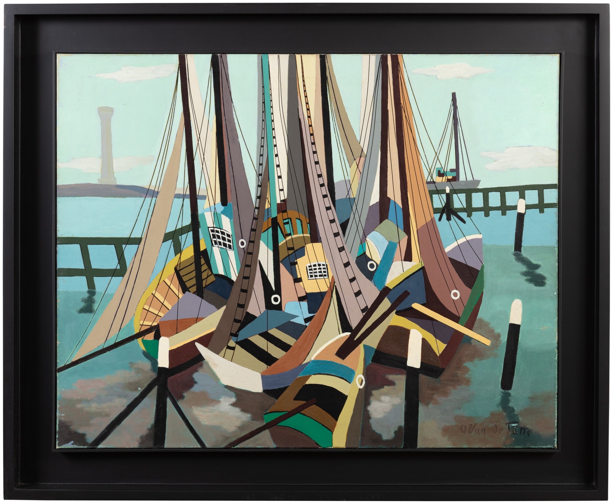 Artwork by Adrien Van de Putte, Voiles et mâts, Made of oil on canvas