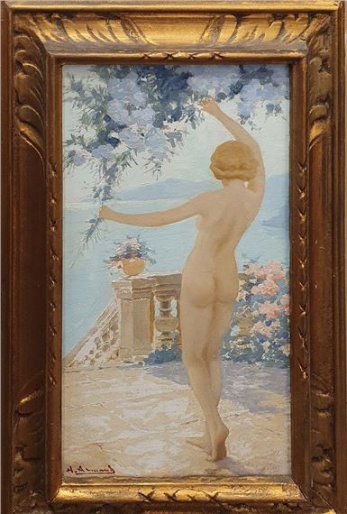 Nude on the terrace, mediterrannée - Aristide Armand