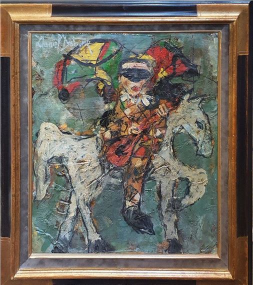 Little neapolitan, mandolin and white horse by Daniel-Antoine 