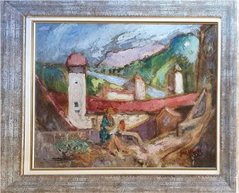 Young woman sitting, La Cadière d'Azur - José Mange