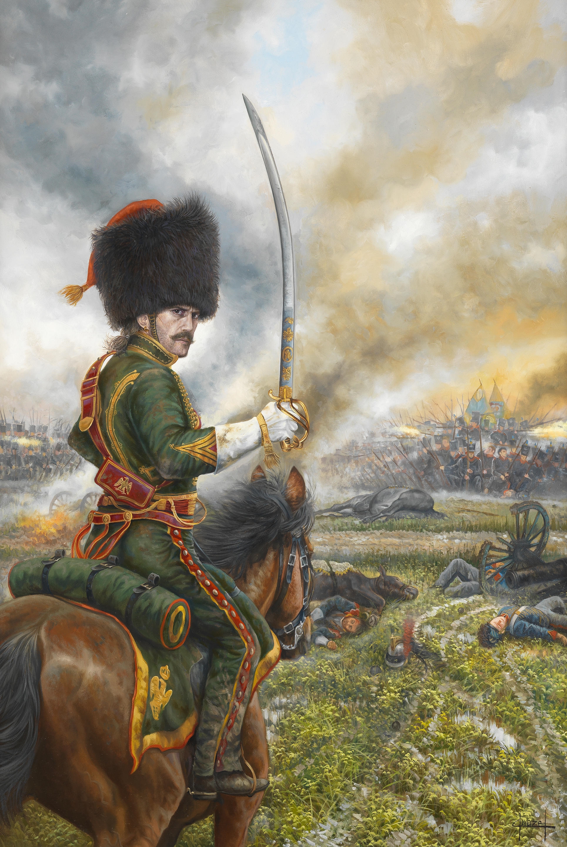 Artwork by Jose Ferre Clauzel, Captain of the Chasseurs a Cheval de la Guarde Imperiale, Made of oil on canvas