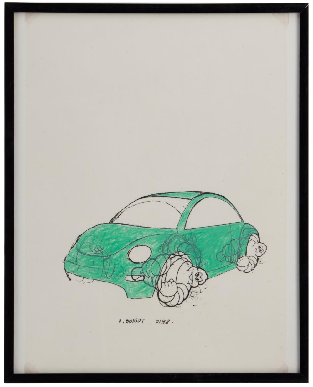 Artwork by Etienne Bossut, "New Beetle,", Made of mixed media on tracing paper