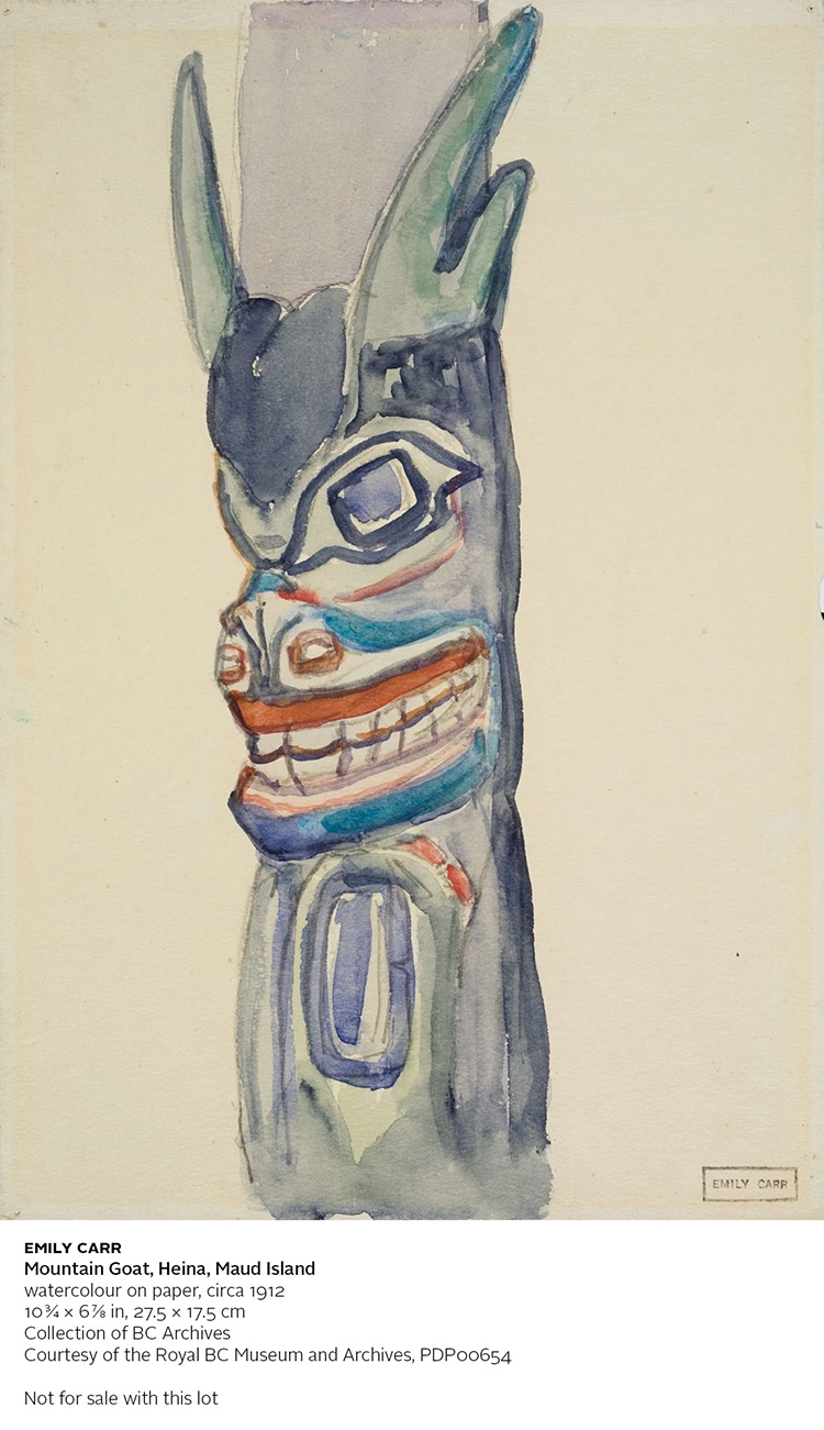 Artwork by Emily Carr, Maude Island Totem, Made of oil on board