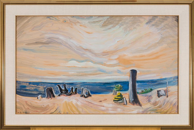 Artwork by Emily Carr, Beach Scene, Strait of Juan de Fuca, Made of oil on paper on board