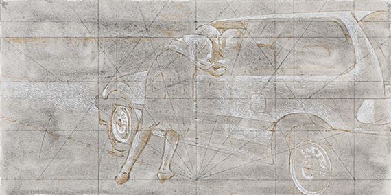 Study for Kiss with Honda by Alex Colville, dated 1989