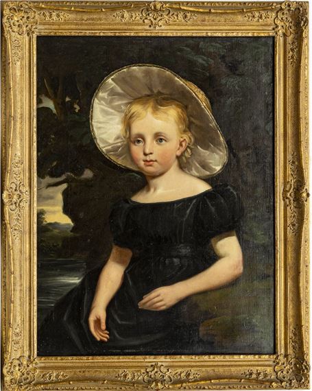 PORTRAIT OF A YOUNG LADY IN A LARGE HAT by William Owen
