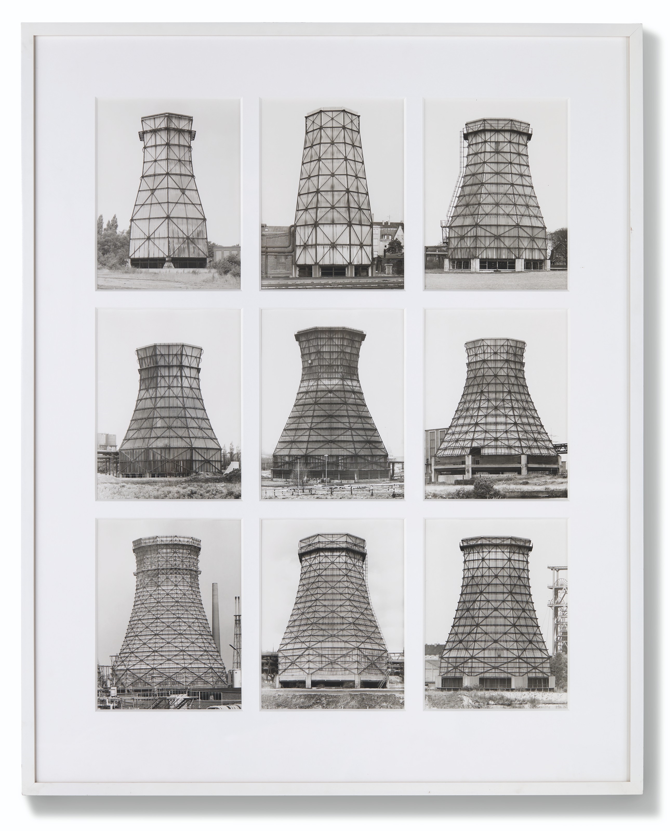 Artwork by Bernhard Becher, Hilla Becher, Untitled (Cooling Towers), Made of gelatin silver prints, mounted on card