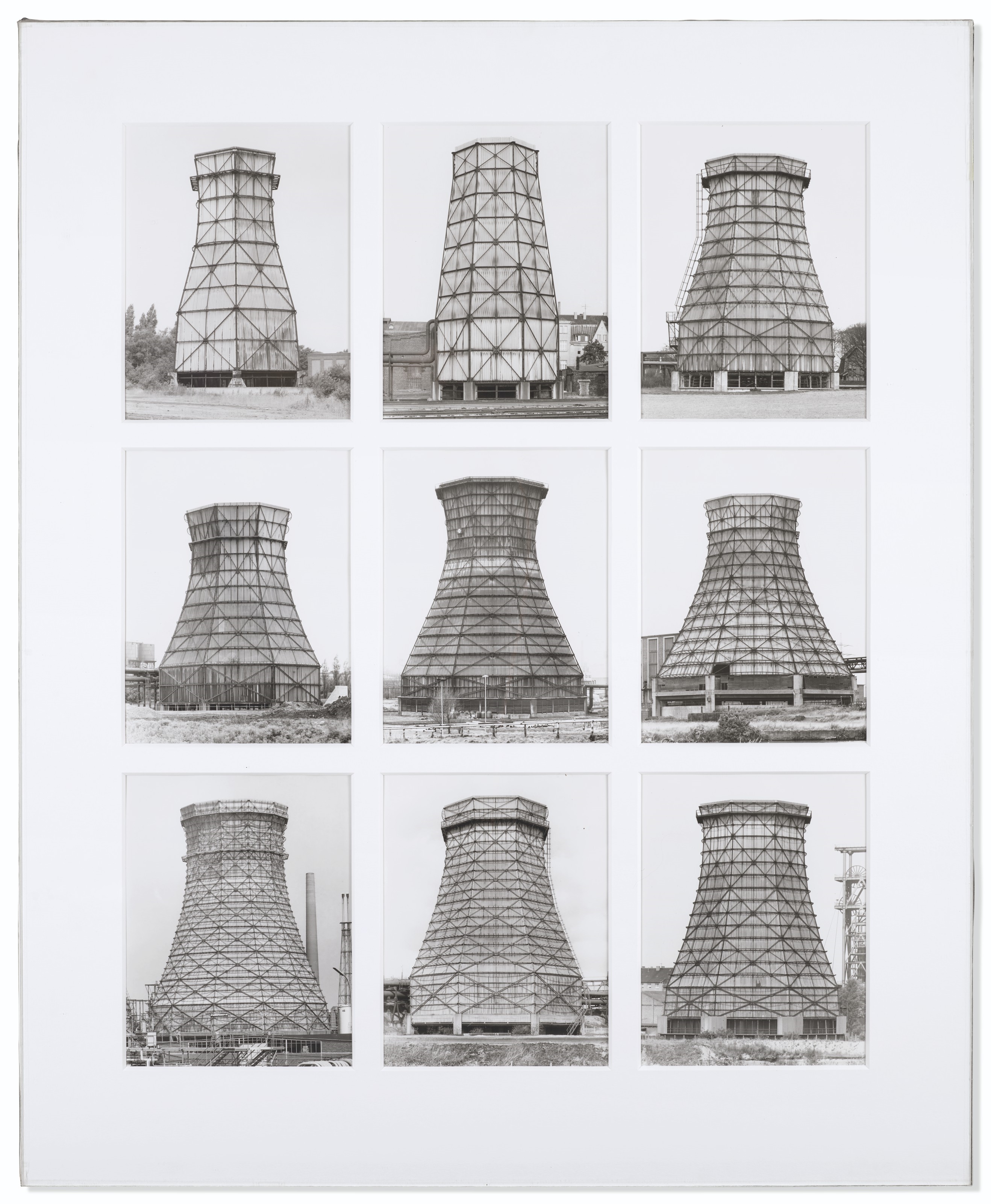Artwork by Bernhard Becher, Hilla Becher, Untitled (Cooling Towers), Made of gelatin silver prints, mounted on card