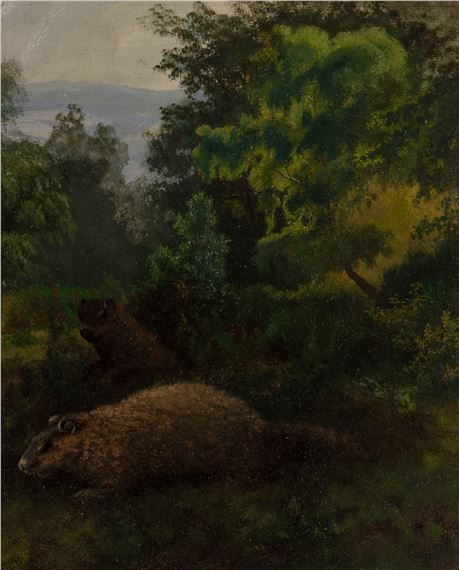 Two Woodchucks in Westphalian Forest by Albert Bierstadt, circa 1855