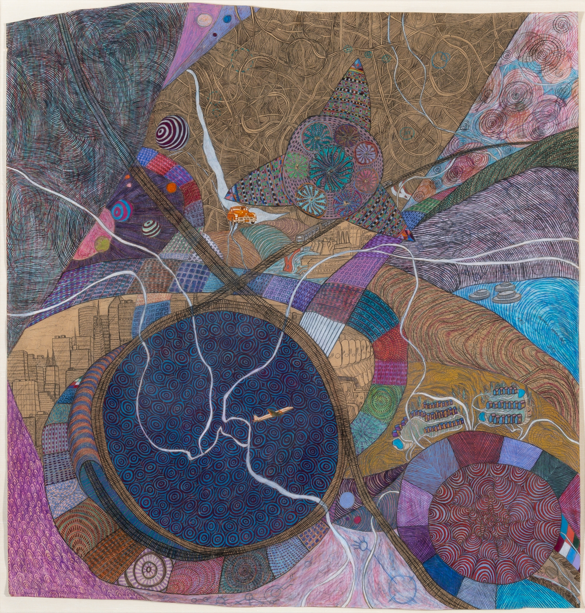 Artwork by Hector Alonzo Benavides, Ashlee's Maitai, Made of Graphite, colored pencil and paper collage on brown paper