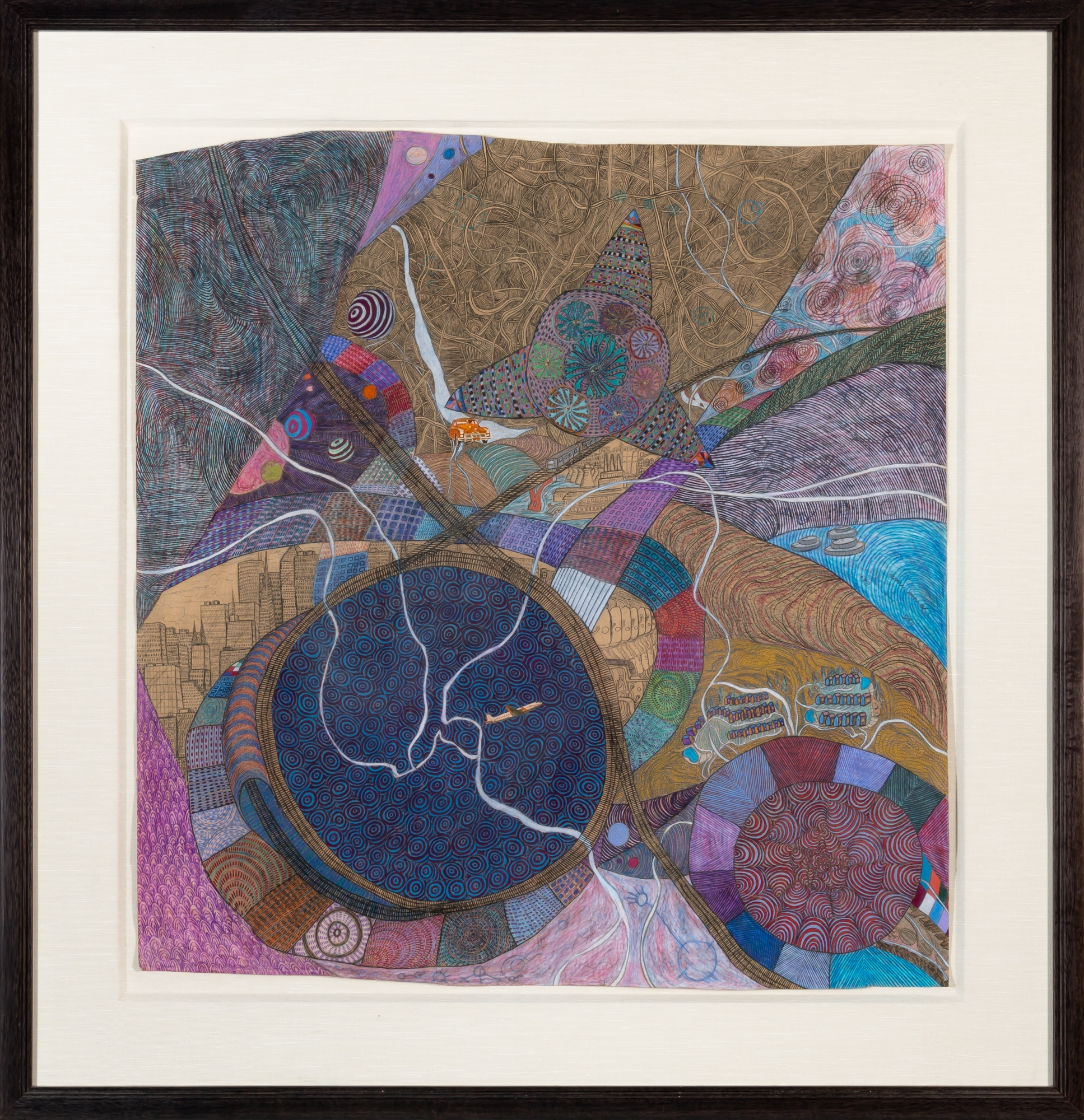 Artwork by Hector Alonzo Benavides, Ashlee's Maitai, Made of Graphite, colored pencil and paper collage on brown paper