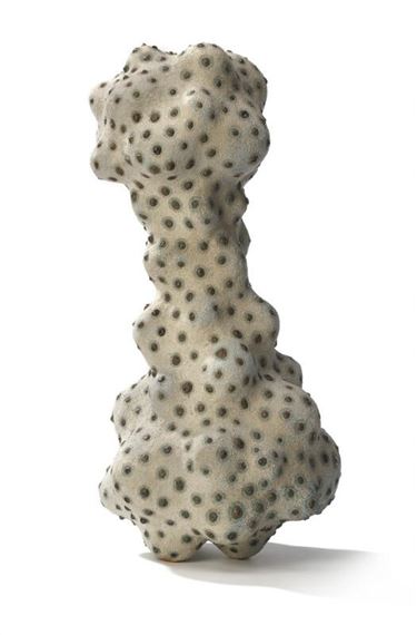 A sculptural stoneware vase modelled with narrow mouth - Gurli Elbækgaard